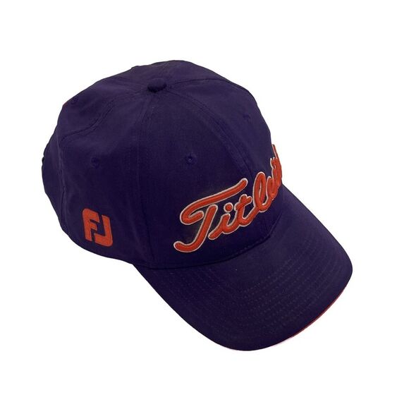 Titleist Purple Orange Strapback Golf Hat Footjoy Pro V1 Baseball cap Script - Picture 1 of 8